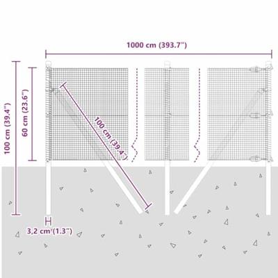VidaXL Afrasteringspaal grijs 10 x 0,6 m (12 x 12 mm gaas) VidaXL Afrasteringspaal grijs 10 x 0,6 m (12 x 12 mm gaas)