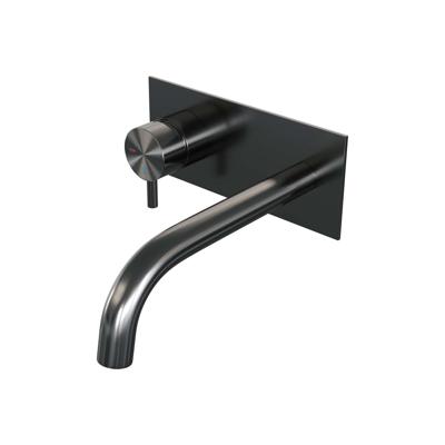 Gunmetal Edition inbouw wastafelmengkraan B2, gebogen uitloop, gunmetal geborsteld PVD, met afdekplaat