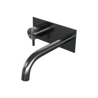 Gunmetal Edition inbouw wastafelmengkraan B2, gebogen uitloop, gunmetal geborsteld PVD, met afdekplaat - thumbnail