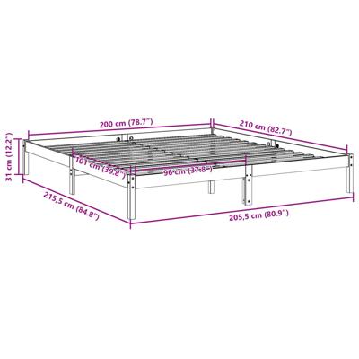 Bedframe extra lang zonder matras massief grenenhout 200x210 cm