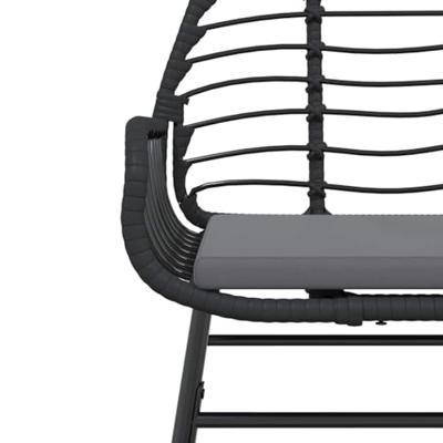 5-delige Tuinset met kussens poly rattan glas zwart