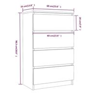 Dressoir 60x35x98,5 cm bewerkt hout gerookt eikenkleurig - thumbnail