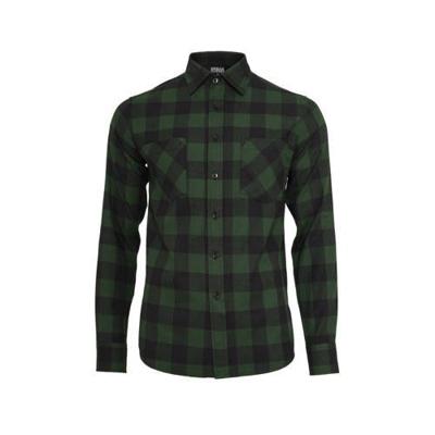 Urban Classics geruit flanellen slim fit overhemd donkergroen/zwart