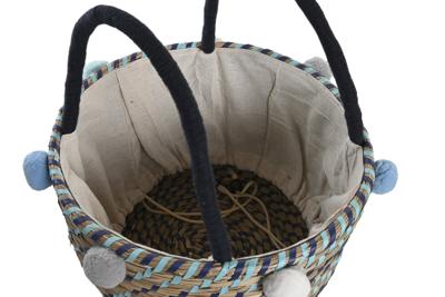 Mandenset DKD Home Decor Polyester Pompons 43 x 43 x 43 cm Zeegras