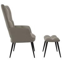 Relaxstoel met voetenbank fluweel lichtgrijs - thumbnail