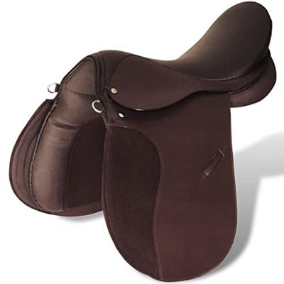VidaXL Echt lederen paardrijzadel 17,5" 18 cm (5-in-1 set, bruin)