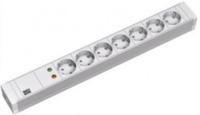 Bachmann 333.604 19 inch Stekkerdoos voor patchkast 1.5 HE Geaarde contactdoos Overspanningsbescherming Grijs-wit (RAL 7035) - thumbnail