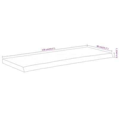 Tafelblad rechthoekig natuurlijke rand 110x40x2,5 cm acaciahout