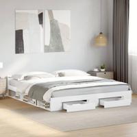 Bedframe met lades bewerkt hout wit 180x200 cm - thumbnail