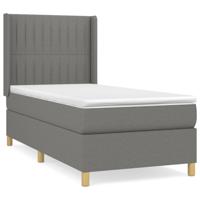 Boxspring met matras stof donkergrijs 90x200 cm - thumbnail