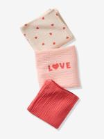 Set van 3 luiers van katoenen gaas Harten roze, bedrukt - thumbnail