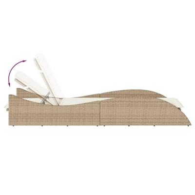 Ligbed met kussen 60x205x73 cm poly rattan beige