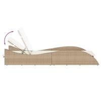 Ligbed met kussen 60x205x73 cm poly rattan beige - thumbnail