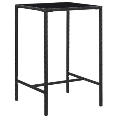 Tuinbartafel 70x70x110 cm poly rattan en glas zwart
