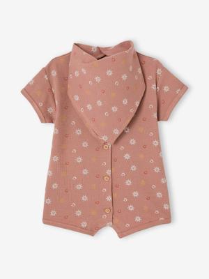 Geboorteset met babypakje en slabbetje met honingraatmotief hazelnoot