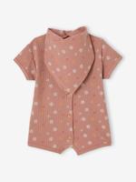 Geboorteset met babypakje en slabbetje met honingraatmotief hazelnoot - thumbnail