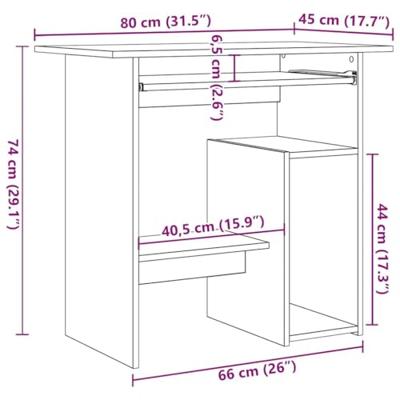 Bureau 80x45x74 cm bewerkt hout artisanaal eikenkleur