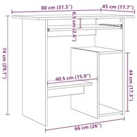 Bureau 80x45x74 cm bewerkt hout oud houtkleurig - thumbnail