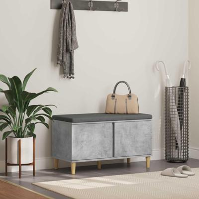 Halbank met kussen met opslag Beton Grijs 60 x 38 x 46 cm