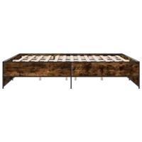 Bedframe bewerkt hout metaal gerookt eikenkleurig 180x200 cm - thumbnail