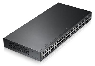 Zyxel 24/28 -port Gigabit Ethernet Smart Managed Switch - ontwerp zonder ventilator met 4 gigabit-combo poorten (4x DDR4-/ 4x GbE) [GS1920-24] 48 poorten 4 x poort. 48-port 4x SFP v1