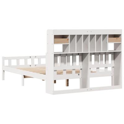 Bed met boekenkast zonder matras grenenhout wit 150x200 cm - thumbnail