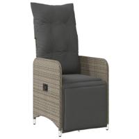 Tuinstoelen 2 st verstelbaar met tafel poly rattan grijs - thumbnail