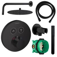 Hansgrohe Select Regendoucheset Inbouw Wanduitloop met Handdouche en Ronde Plaat Zwart - thumbnail