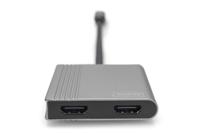 DIGITUS USB-C grafische adapter - USB-C naar 2x HDMI - UltraHD 4K/60Hz - SST/MST-ondersteuning - 18 cm kabellengte - Plug & Play - Grijs - thumbnail