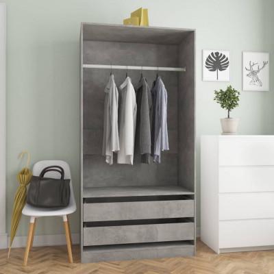 Kledingkast 100x50x200 cm bewerkt hout betongrijs