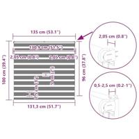 VidaXL Zebra rolgordijn 135x100 cm stofbreedte 130,9 cm donkergrijs - thumbnail