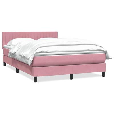 Boxspring met matras fluweel roze 160x210 cm
