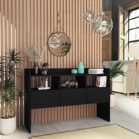 Dressoir 105x30x70 cm bewerkt hout zwart - thumbnail