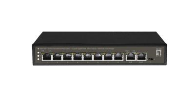 LevelOne FGP-1031 Fast-Ethernet-PoE-switch met 10 poorten, 2 x uplink Gigabit RJ45, 8 PoE-uitgangen, 120 W PoE-vermogensbudget