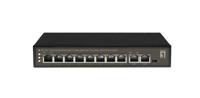 LevelOne FGP-1031 Fast-Ethernet-PoE-switch met 10 poorten, 2 x uplink Gigabit RJ45, 8 PoE-uitgangen, 120 W PoE-vermogensbudget - thumbnail