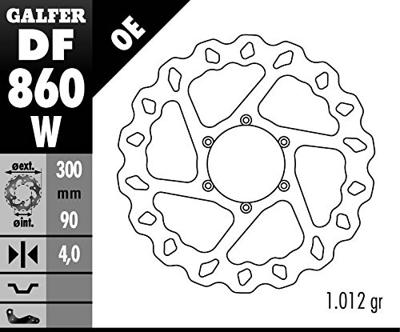 GALFER golf remschijf "df860 rotor df860 type w rigid