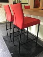 Set van 2 leren barstoelen - rood leer - Echt leer, Modern, ontdek de vele Leersoorten en Kleuren bij ShopX - thumbnail