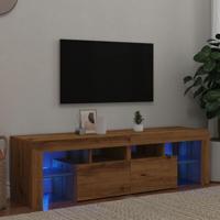 Tv-meubel met LED 140x36,5x40 cm bewerkt hout artisanaal eiken - thumbnail