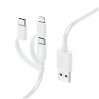 Hama 3in1 Multi-oplaadkabel USB-A - Micro-USB USB-C En Lightning 1,0 M Wit - thumbnail