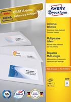 Avery Zweckform 3479, Universele etiketten, Ultragrip, wit, 100 vel, 27 per vel, 70 x 32 mm - thumbnail
