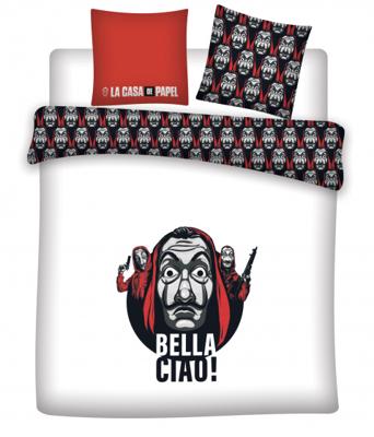 La Casa De Papel Dekbedovertrek bella ciao - Katoen - zwart/wit