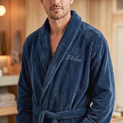 Heren badjas borduren - Donkerblauw - L/XL