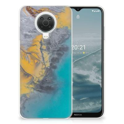 Nokia G20 | G10 | TPU | Siliconen hoesje | Marble Blue Gold Nokia G20 | G10 | TPU | Siliconen hoesje | Marble Blue Gold