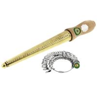 Houten handvat metalen koperen Ring Sizer as vinger Sizing Stick HK grootte: 1-33 - thumbnail