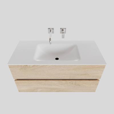 Badkamermeubel Solid Surface AQS Oslo 100x46 cm Midden Wood Washed Oak Boss & Wessing