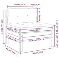 Tuinbanken 2 st zonder armleuningen met kussens hout - thumbnail