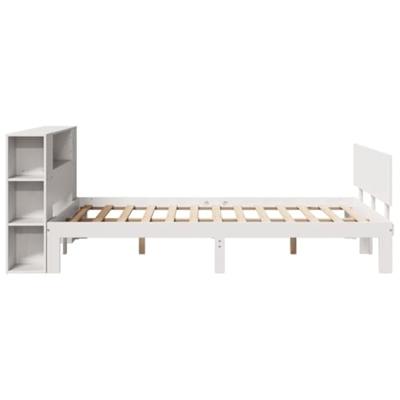 Bed met boekenkast zonder matras grenenhout wit 140x190 cm