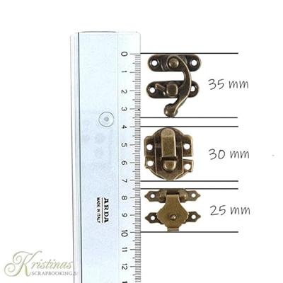 Creativ Company Mini beslag, afm 16x19-19x29,5 mm, antiek goud, 15 set/ 1 doos
