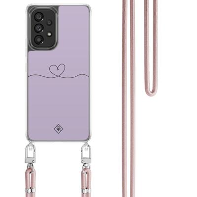 Samsung Galaxy A53 hoesje met rosegoud koord - Hart lila