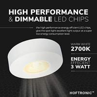 Set van 2 Pavo - Platte LED opbouwspots met lage opbouwhoogte 23mm - 3 Watt 300 Lumen - 2700K Warm wit - Dimbaar - Rond - IP44 waterdicht - Wit - thumbnail